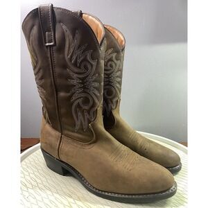 Laredo Men's Lea Vamp Fox Brown Leather Cowboy‎ Riding Boots Sz.10.5 D
